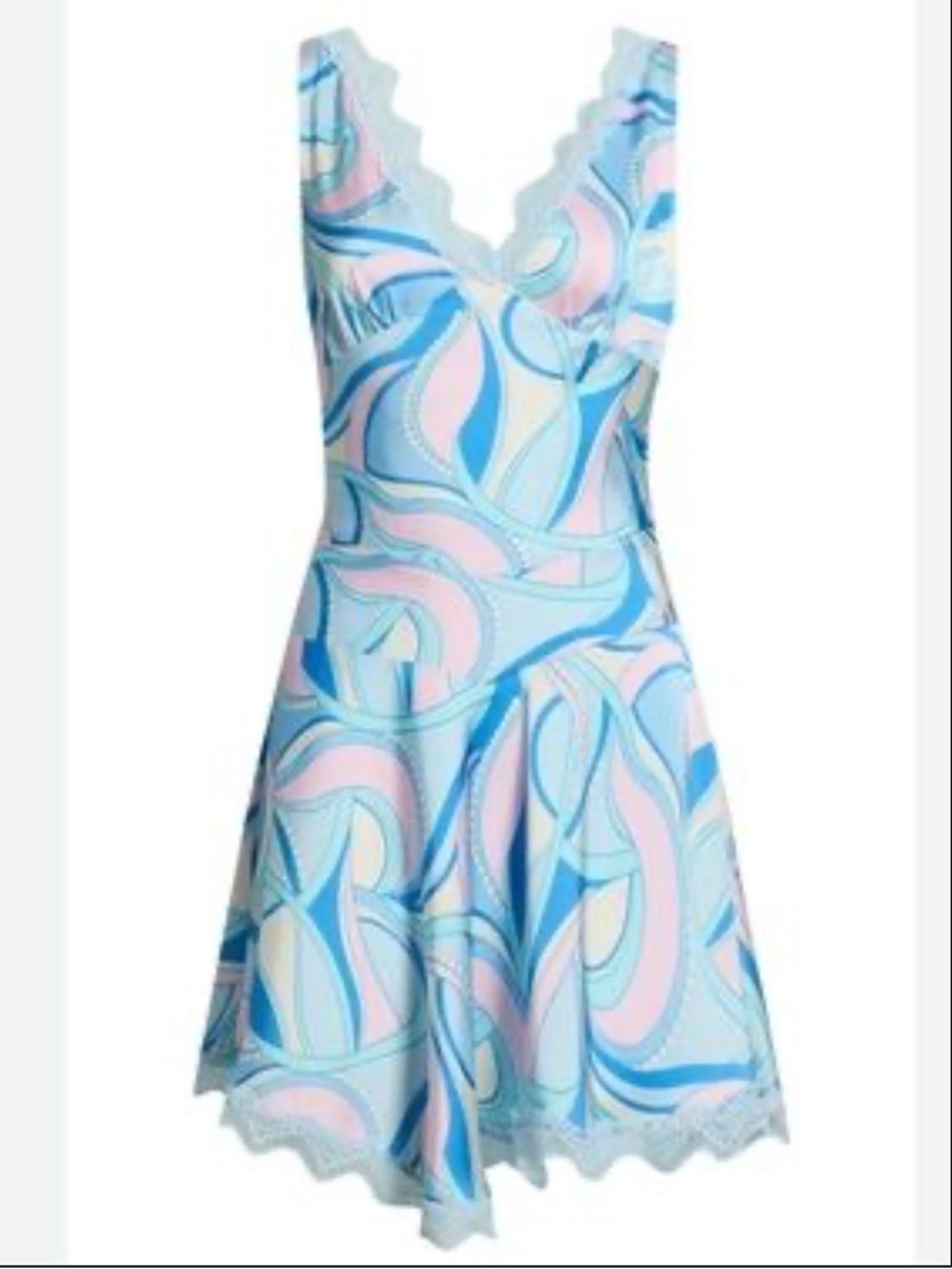 AVEC LES FILLES PAISLEY SATIN LACE TRIM BIAS MINI DRESS NWT